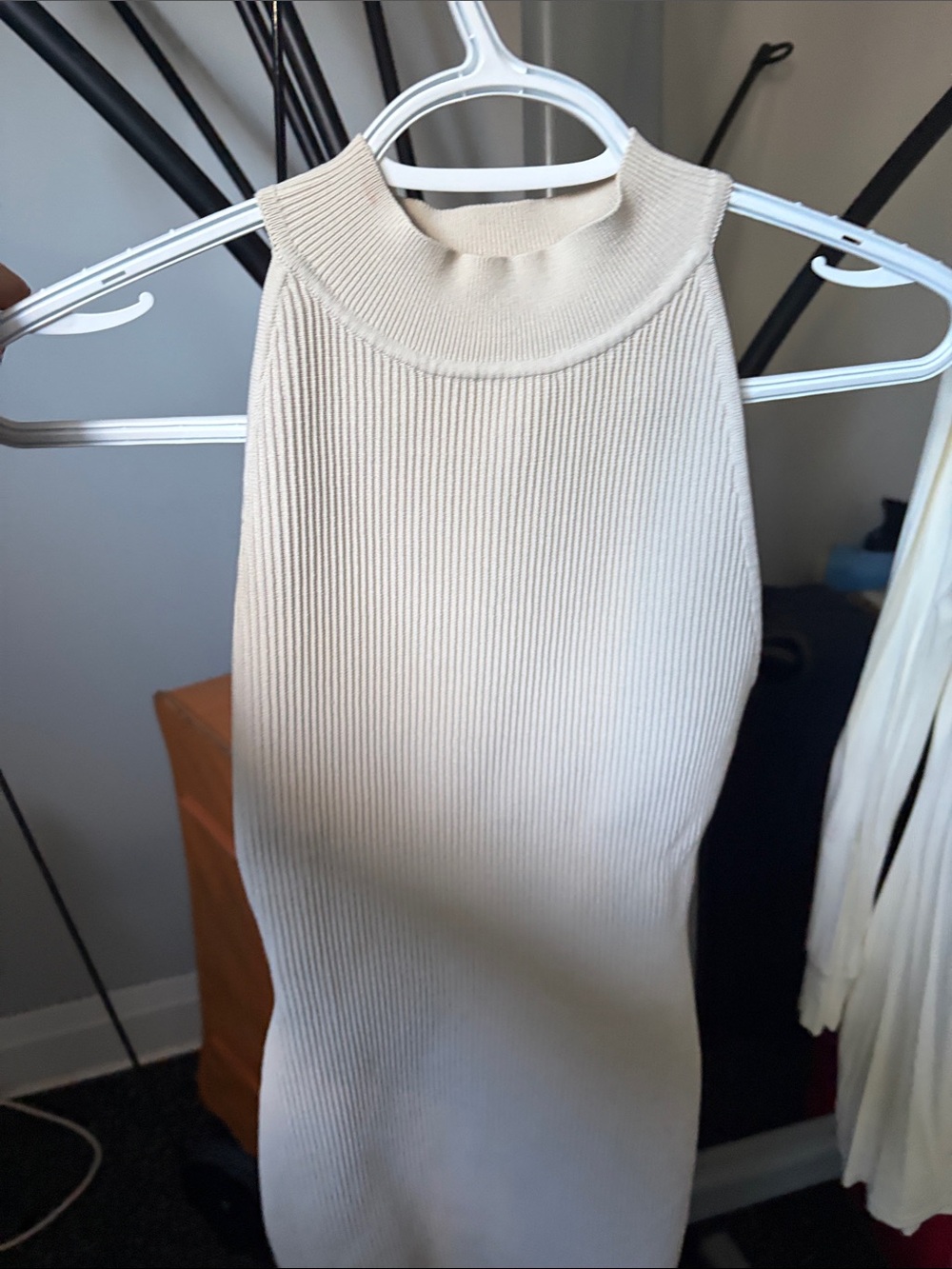 Babaton Ribbed Halter Midi Dress in Cream - Picture 2 of 7